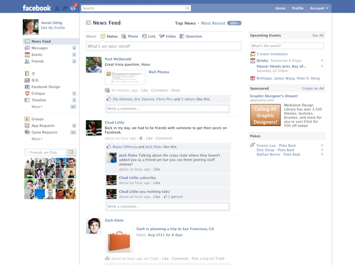 Old Facebook interface
