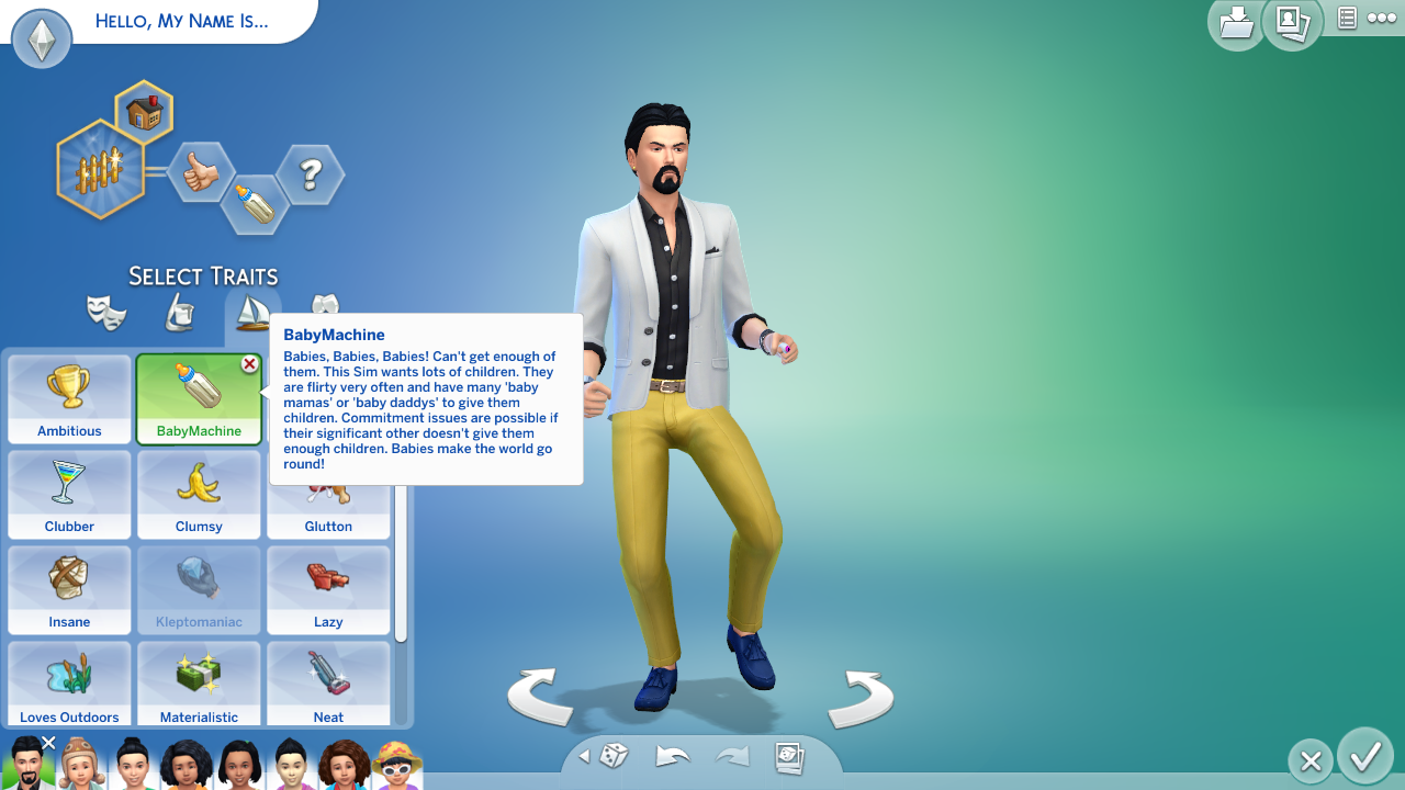 The Sims interface
